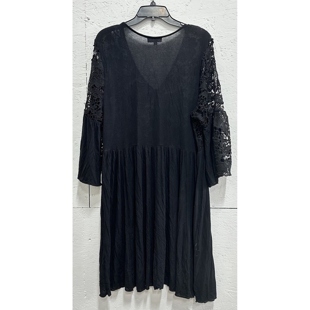 J Glee Size 1X Black Knit Bell Sleeve Dress Romantic Gothic Bohemian Whimsigoth - Picture 3 of 8
